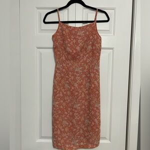 Vintage Late 90s Old Navy Feminine Peach Floral Spaghetti Strap Dress Lined